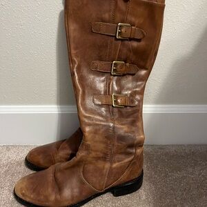 Ecco Tan Leather riding  Boots with Buckles